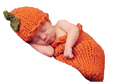 Rainbowlight Baby Newborn Halloween Pumpkins Knitted Crochet Outfits Photo Prop