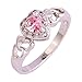 Psiroy 925 Sterling Silver Plated Heart Shaped Simulated Pink Topaz Halo Engagement Ring for Women Size 8