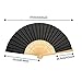 Bememo 12 Pack Hand Held Fans Silk Bamboo Folding Fans Handheld Decorative Japanese Chinese for Women Church Wedding Gift, Bridal Dancing Party Favors, DIY Decoration (Black)