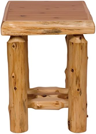 Fireside Lodge Furniture Handcrafted/Hand Peeled and Lacquered Traditional Cedar Log Open Nightstand End Table, Standard