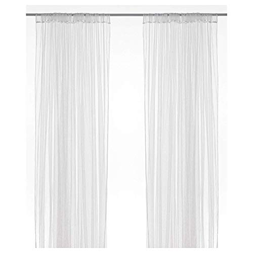 IKEA LILL Curtains Sheer Net White 2 Panels 110 X 98 Canopy Room Divider Voile