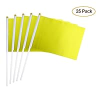 SUYEPER 25 Pack Yellow Flag, Pure Solid Yellow Flag Small Mini Plain Yellow DIY Flags On Stick,Party Decorations for Parades Supplies,School,Sports Club,Festival Celebration,Party Celebration