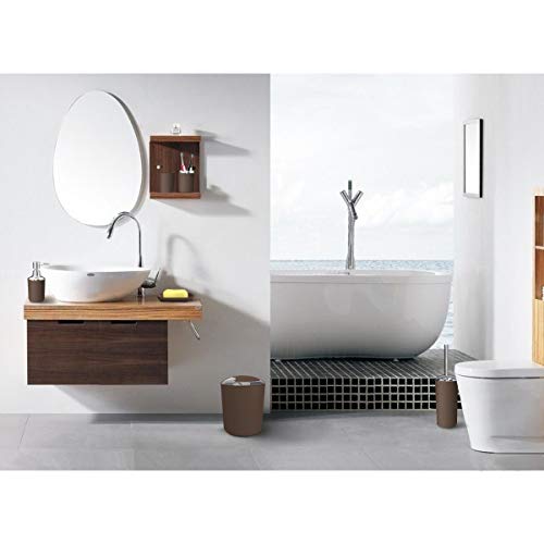 TEKITSFUN Brown Bathroom Accessories Set, 6 Pieces Plastic Gift Bath Accessory Set Luxury Ensemble Includes Toothbrush Holder,Toothbrush Cup,Soap Dispenser,Soap Dish,Toilet Brush Holder,Trash Can