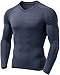 TSLA Men's Thermal V-Neck Long Sleeve Compression Shirts, Athletic Base Layer Top, Winter Gear Running T-Shirt, Thermal V Neck Dark Grey, Medium