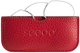 Seeoo Ultrathin reading glass in a leather pouch with sticker for phone, wallet, portfolio etc. (Power +1.50, Red)