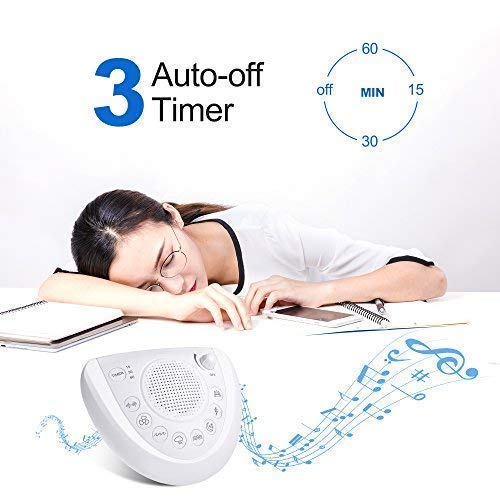 Mesqool White Noise Machine, Portable Sleep Sound Machine with 8 Soothing Natural Sounds, Auto-off Timer, Earphone Headphone Jack and USB Charging Port - Sleep Therapy for Baby, Adults, Travel, Office