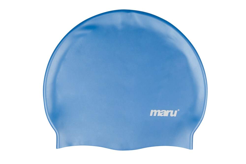 Maru Silicone Swim Cap (Blue) – Smooth, Easy-Fit Silicone Swimming Cap for Adults & Kids (One Size Fits All) – Durable Swimming Hat for Speed, Comfort & Chlorine Protection