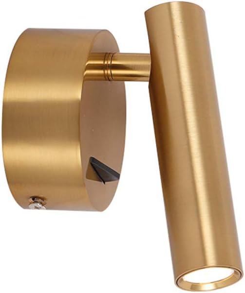 Nodic Wall lamp LED with Switch Rotatable Creative Bedroom Bedside Reading lamp European Style Lights Hotel Guest Room Aluminium Wall Sconce,Gold