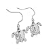 Sterling Silver Synthetic Blue Opal Turtle Dangle Earrings