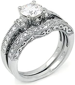 2 ct Brilliant cut Bridal Wedding ring designer 2 Piece Set 925 Silver