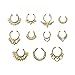Maggie 11Pcs Fake Septum Clicker Nose Ring Rhinestone Non Piercing Hanger Clip Body Jewelry