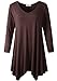 LARACE Plus Size Tops for Women Tunic Asymmetrical Dress Shirts 3/4 Sleeve V Neck Flowy Ladies Clothes for Leggings(Coffee 1X)