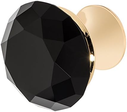 Wisdom Stone 4223GP-B Nina Knob Nina 1-3/8 In. Polished Gold with Black Crystal Cabinet Knob, Polished Gold Finish/Black Crystals