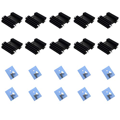TO220 heatsink,To-220 Heat Sink Mounting Kits , for Cooling MOSFET SCR Power Regulator IC,LM78XX Voltage Regulator, MOSFET Transistor (25mmx34mmx12mm) Black