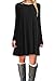 MOLERANI Women's Casual Plain Long Sleeve Sleeve Simple T-Shirt Loose Dress (M, Black)