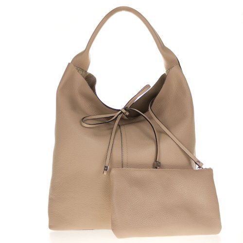 Gianni Chiarini Italian Made Beige Pebbled Leather Oversize Slouchy Hobo Bag