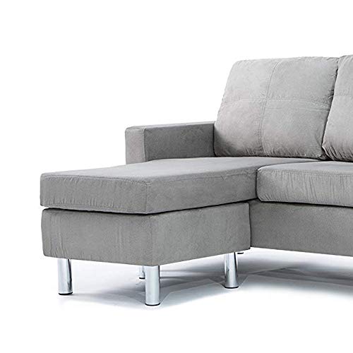 Divano Roma Furniture Small Space Modern Sectional Sofa, Gray on