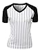Xpril Women's Casual Cool Max Striped Short sleeve basebALL V-neck T-shirt