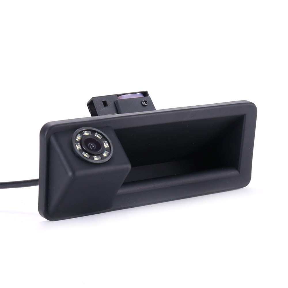 HD IP68 Trunk Handle Rear View Parking Aid Camera 8 LED Night Vision Compatible with BMW E90 E91 E92 E93/316i 318d/330xi 335d 335i 335xi/E60/E61/520d/M520d/M5/X1d/X10d/X1/X5 E70 X6 E71/E72 30dX 35dX