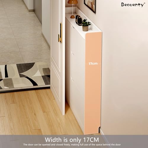 Beauenty Shoe Storage Cabinet, Shoe Storage Organizer, Narrow Shoe Cabinet with 3 Flip Drawers, Wooden Hidden Organizer for Entrywa, Modern Furniture, 100 * 17 * 120 (Wood 5)