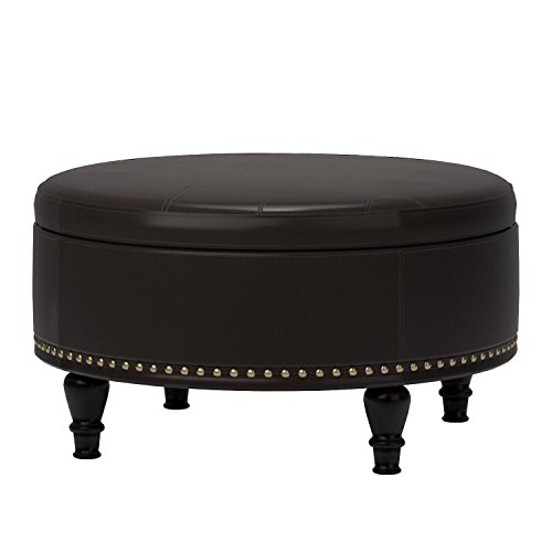 OSP Home Furnishings Augusta Round Storage Ottoman with Decorative