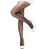 FUNOC Sexy Black Fishnet Pattern Jacquard Stockings Pantyhose Tights