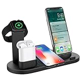 Wireless Charger 4 in 1 Wireless Charging Dock Compatible Apple Watch and Airpods, Qi Fast Wireless Charging Pad Stand Compatible iPhone X/XS/XR/Xs Max/8/8 Plus and All Mobile Phone