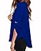 Face N Face Women's Summer V Neck Solid Loose Casual Cuffed Long Sleeve Blouses X-Large Blue