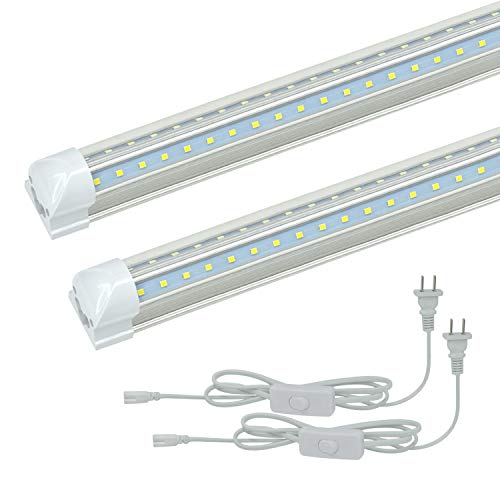 LED Light Fixture 2FT, T8 V-Shape Integrated Tube Lights, 14W, 1,680LM, 6500K Cool White, Linear LED Shop Light for Garage, Under Cabinet Lighting for Closet, Counter, Kitchen, 2-Pack