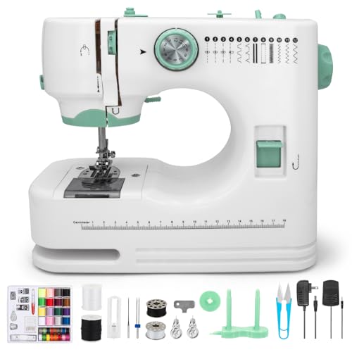 Xamanabu Sewing Machine for Beginners, 12 Built-in Stitches with Reverse Sewing, 6 Presser Feet Included, Portable Dual-Speed Machine with Foot Pedal & LED Light for Home Crafting