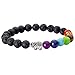 JOVIVI 7 Chakras Lava Stone Yoga Balancing Reiki Healing Elephant Lucky Charm Bracelet
