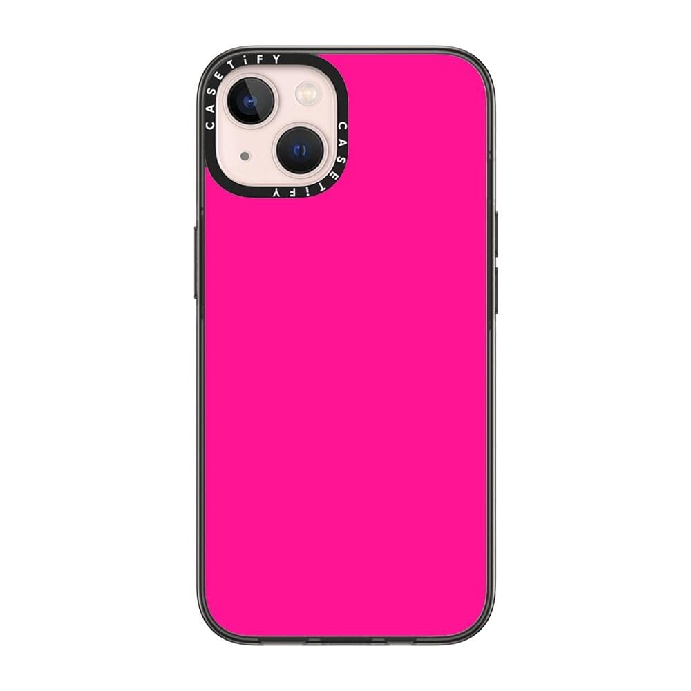 CASETiFY Compact iPhone 13 Case [2X Military Grade Drop Tested / 4ft Drop Protection] - Simple Neon Pink - Clear Black — image 1