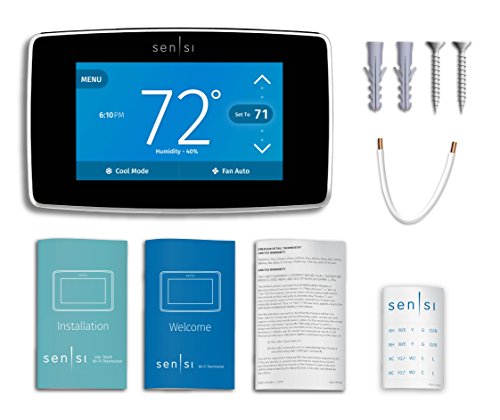 Emerson Sensi Touch Wi-Fi Smart Thermostat with Touchscreen Color Display, Works with Alexa, Energy Star Certified, C-wire Required, ST75 Black 5.625" x 3.4" x 1.17" - View 10