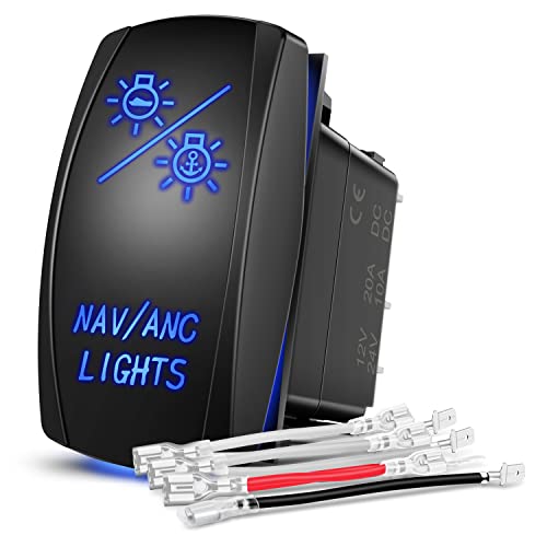 All Lights Rocker Switch Nilight NAV/ANC Rocker Switch 7Pin Navigation Anchor Lights Toggle ...