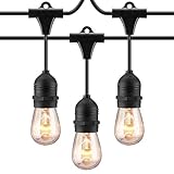 Mpow Ambience Add Outdoor String, 49Ft Commercial Globe Lights with 15 Vintage Dimmable Bulbs, Waterproof Heavy Duty, Connectable Edison, Patio Porch Garden Deck Cafe UL Listed