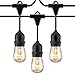 Mpow Outdoor String Lights, 49Ft Incandescent Ambience Added Lights, Sturdy Connectable Weatherproof Dimmer Compatible Strands, 15 Edison Vintage Bulbs, for Patio, Cafe, Porch, Deck, Bistro - Black