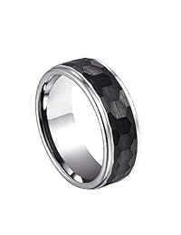 Milo Bruno - Anillo de tungsteno con centro martillado de 0.315 in (varios colores)