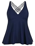 Firpearl Women's Tankini Swimsuits Cross Back Flowy Swim Tops Modest Swimwear