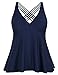 Firpearl Women's Tankini Swimsuits Cross Back Flowy Swim Tops Modest Swimwear