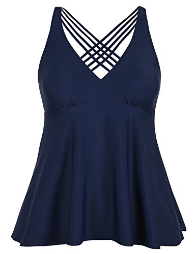 Firpearl Women's Tankini Swimsuits Cross Back Flowy Swim Tops Modest Swimwear