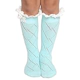 FAYBOX Lace Ruffles Buttons Hollow Kids' Girl Boot Socks Knit Leg Warmers