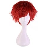 HH Building Short Layered Curly Anime Fashionable Cosplay Costume Wig Red Hair