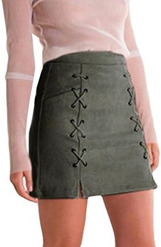 WOCACHI Women Skirts Bandage Suede Fabric Mini Skirt Slim Seamless Stretch Tight Short Skirt