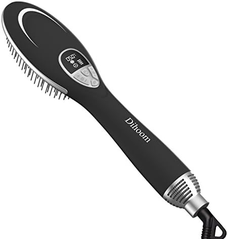 Dihoom Hair Dryer Brush Ionic Adjustable Temperature And Wind Speed With LED Screen Hot Hair Styler Straightener For Hair Silky Smooth (Black)