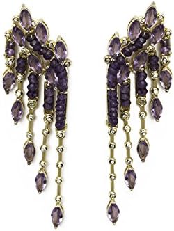 Mcristals Statement Earrings - Goddess Fringe (Amethyst/Cubic Zirconia)