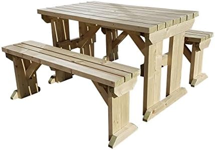 Arbor Garden SolutionsWooden picnic table and benches set, Aspen patio furniture (6ft, Natural (light green))