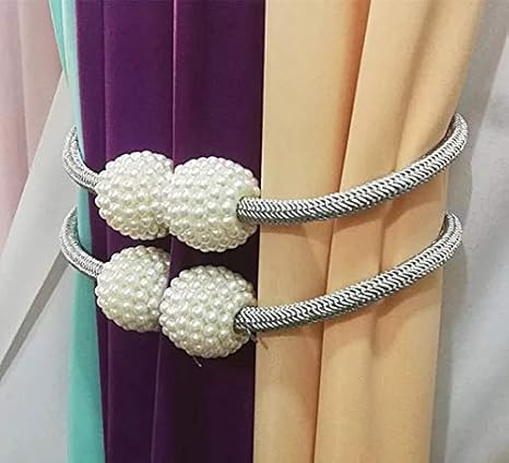 Buy Generic 2019 Beige Magnetic Pearl Ball Curtain Tiebacks Tie