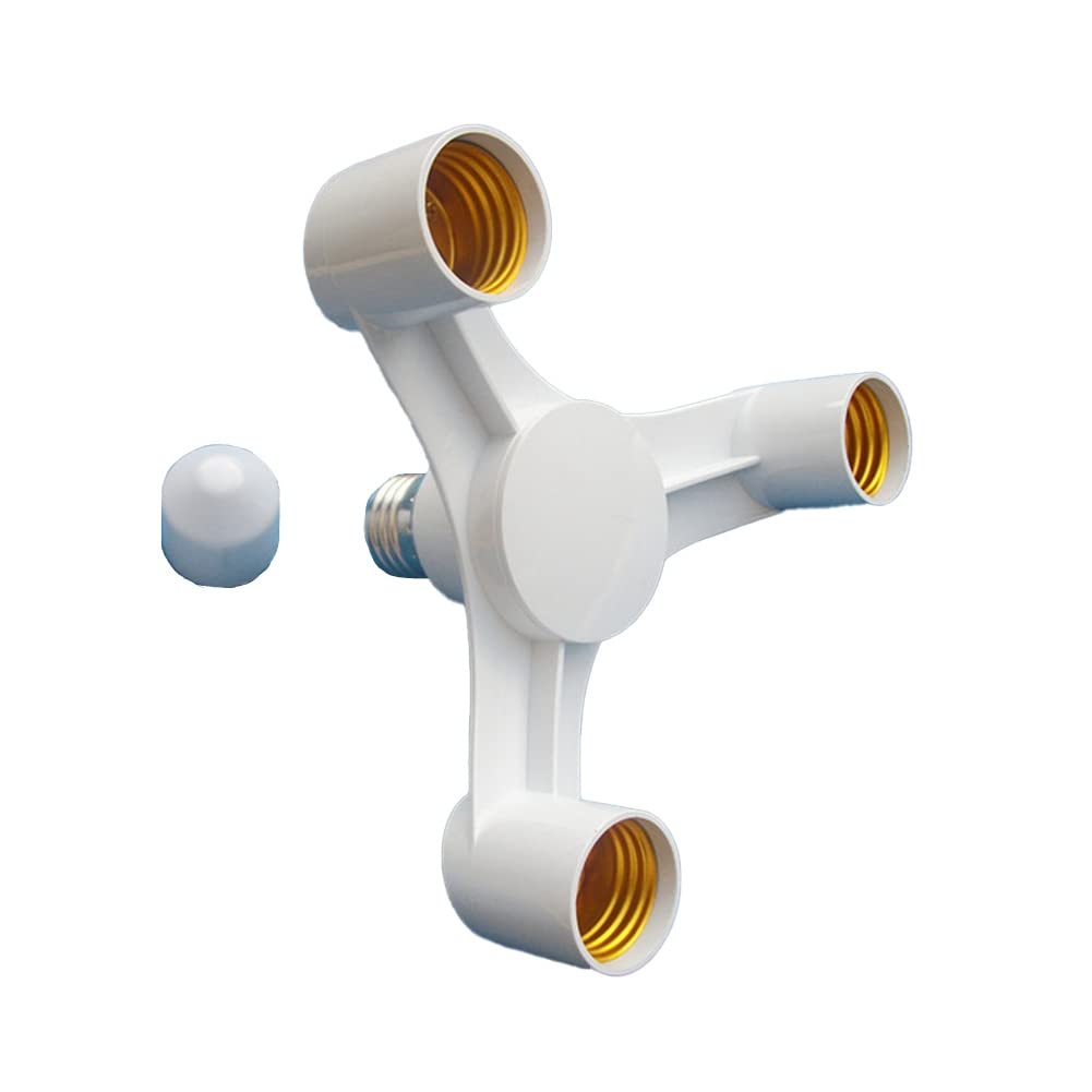 Ksrnsne 1 PCS E27 to E27 Extended LED Lamp Bulbs Socket Splitter Adapter Holder 3In1 White for Photo Studio Photography