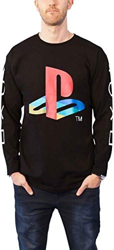 Playstation T Shirt Long Sleeved Classic Logo Official Mens Black