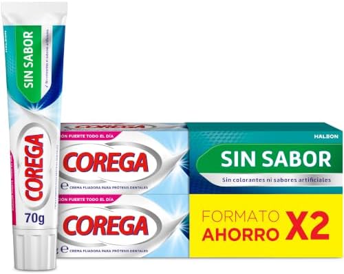 Sin Sabor Crema Fijadora Prótesis Dentales, Fijación Fuerte, 2 x 70 g